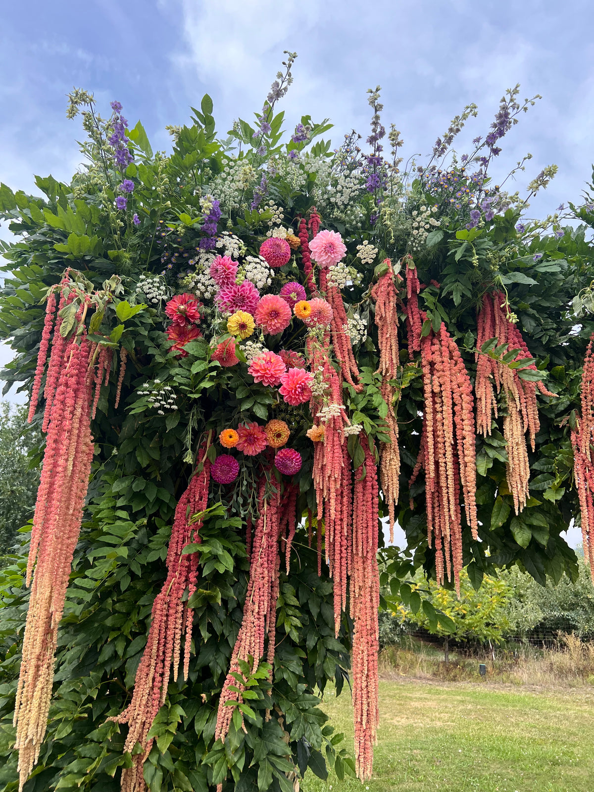 Fresh floral arch installation